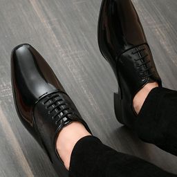San Frissco Men Black Solid Leather Formal Oxfords-picture-48