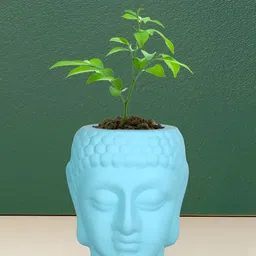 LASAKI Blue Textured Buddha  Shape Ceramic Planters image 2