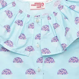 UNDER FOURTEEN ONLY Blue & Pink Printed Ruffles Shirt Style Top image 5