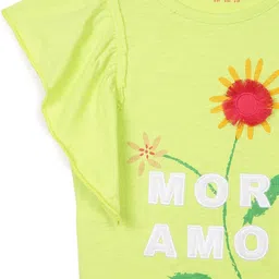 UNDER FOURTEEN ONLY Fluorescent Green Floral Embroidered Top image 4