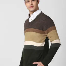 Peter England Casuals Men Multicoloured Colourblocked Pullover image 4
