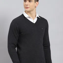 Monte Carlo V-Neck Woollen Pullover Ribbed Sweaters image 5