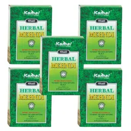 khyati naturals Kamal Herbal Khadi Herbal Mehndi Black, 80 Gm X 5 Pack (400 Gm) image 1