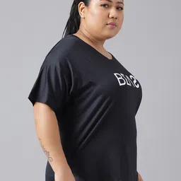 MKH Plus Size Typography Printed Drop-Shoulder Sleeves Dri-FIT Relaxed Fit Sports T-shirt image 3