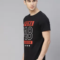 Puma Men Black & Red Printed Graphic Slim Fit T-shirt VIII image 4