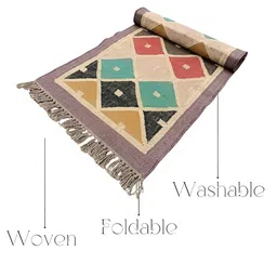 Budhrajrugs Off White & Grey Geometric Woven Rectangular Dhurrie image 4