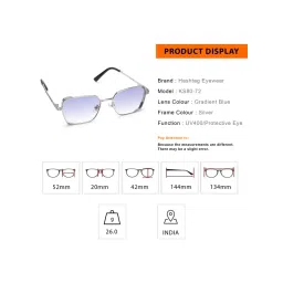 HASHTAG EYEWEAR Blue Rectangle Full Rim Casual Unisex Sunglass - Try (14) KS 8072 C3 (42) image 3