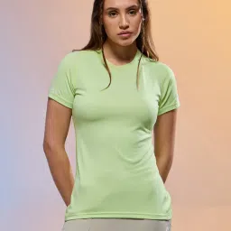 Technosport Women Green Polyester Typography Regular Fit T-Shirt-picture-19