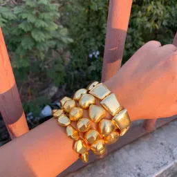 AMOSSH Anti Tarnish Stackable Chunky Various Shaped Bracelets (Pack of 4) image 3