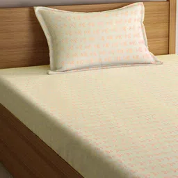 KLOTTHE Orange Geometric Printed 300TC Single Bedsheet With 1 Pillow Cover image 5