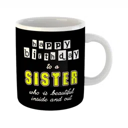 Keviv Black & White Text or Slogans Printed Ceramic Glossy Mug 325 ml image 4