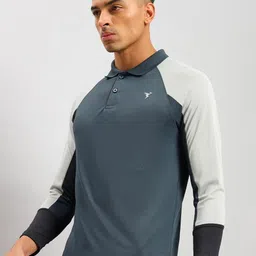 Technosport Colourblocked Polo Collar Antimicrobial Training T-shirt image 2