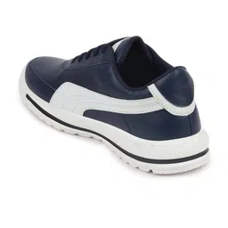 FAUSTO Men Navy Blue Colourblocked PU Sneakers image 3