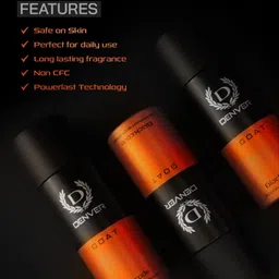 Denver Men Set of 2 GOAT Black Code Long Lasting Deodorant Body Spray - 96 g each image 4