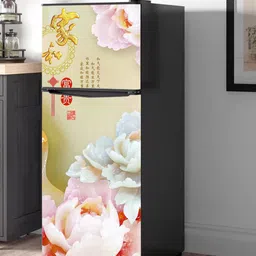 WallDaddy Green & Pink Floral-Printed Refrigerator Sticker image 3