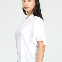 IDK White Mandarin Collar Shirt Style Top image 2