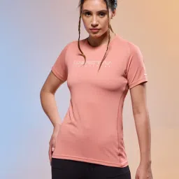 Technosport Women Peach Polyester Typography Regular Fit T-Shirt-picture-15