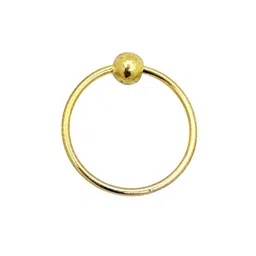 premokshi 14KT/18KT Yellow Gold Plain Wire Nose Pin With Ball For Women & Girls | Nose Ring With Certificate of Authenticity image 1