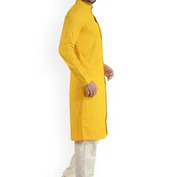 ARRUGA Floral Embroidered Mandarin Collar Straight Kurta with Churidar image 4