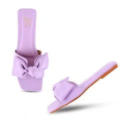 JM Looks Bows Detail Open Toe Flats image 3