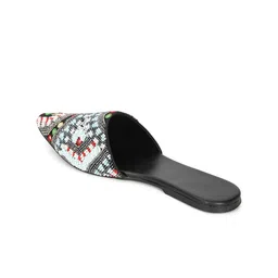 NR By Nidhi Rathi Women Ethnic Embellished Pointed Toe Fabric Mules image 4