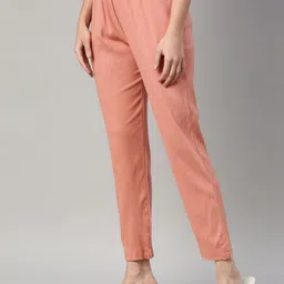 GOLDSTROMS Women Peach-Coloured Cotton Trousers image 3