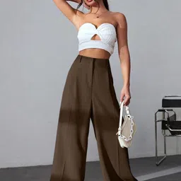 BROADSTAR Women Smart High-Rise Easy Wash Parallel Trousers Trouser image 3