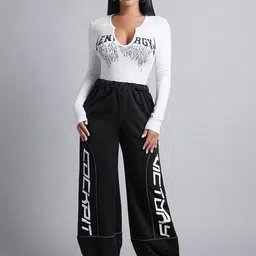 TABADTOD Women Typography Printed Relaxed Baggy Fit High-Rise Joggers image 4