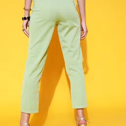 STREET 9 Women Gorgeous Green Solid Trousers image 5