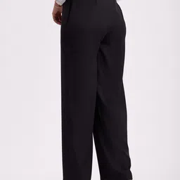 FableStreet Women Relaxed High-Rise Pleated Parallel Trousers image 4
