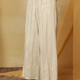 folk song W Women Striped Ethnic Parallel Trouser image 5