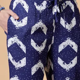 SkyaSia Shirt Collar Geometric Printed Pure Cotton Anarkali Kurta with Trouser image 2