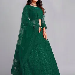 KALINI Embroidered Semi-Stitched Lehenga & Unstitched Blouse With Dupatta image 3