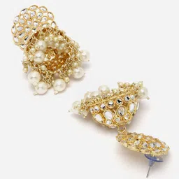 ZENEME Gold-Plated Dome Shaped Jhumkas Earrings image 4