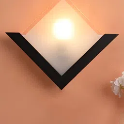 Areezo Brown & White Wooden Square Shaped Wall Lamp image 3