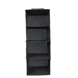 Kuber Industries Black Non Woven Hanging 4 Shelves Foldable Wardrobe image 2