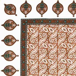 BED-SHEET.COM Peach Ethnic Motifs Printed Cotton 180 TC King Bedsheet with 2 Pillow Covers image 3