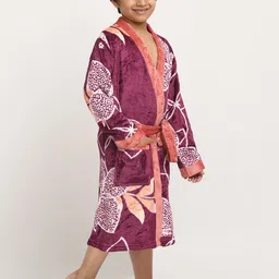 KLOTTHE Boys Printed Woolen Bath Robe With Belt image 5