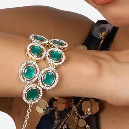 Zaveri Pearls Set of 2 Gold-Plated Austrian Diamonds Studded Wraparound Bracelets image 4