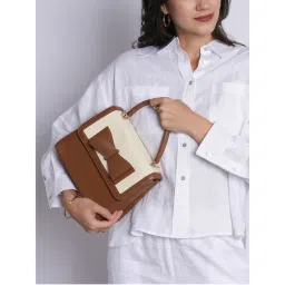 Lavie Signature Womens Tan LS Elgin Flap Satchel Bag (M)-picture-16
