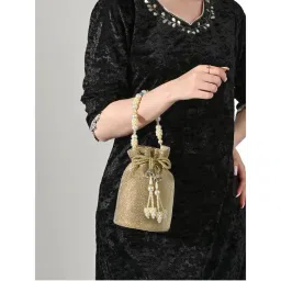 Lavie Signature Womens Dark Gold Bisbee Pearl Handle Potli Bag (M)-image-29