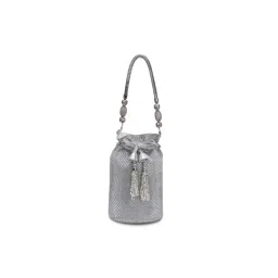 Lavie Signature Womens Silver Joplin Gold Handle Potli Bag (M)-image-45
