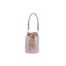 Lavie Signature Womens Metallic Pink Joplin Gold Handle Potli Bag (M)-image-32