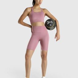 Musclemind Women Pink Solid Cycling Shorts-picture-34