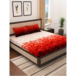 Story@Home 300 TC Cotton King Size Bedsheet with 2 Pillow Covers - Red-picture-29