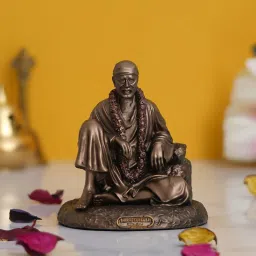 eCraftIndia Cold Cast Bronze Resin Sitting Sai Baba Statue image 1