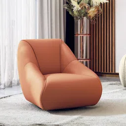 urban ladder Niyo Swivel Lounge Chair in Saddle Tan Colour image 1