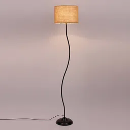devansh Donahue Beige Cotton Shade Floor Lamp image 1