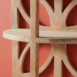 woodenmood Brown Solid Wood Wall Shelf image 2