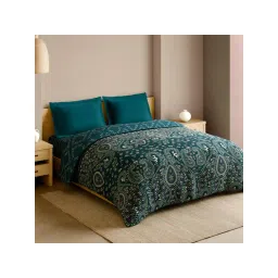 SPACES Kashida 210 Tc 100% Cotton Ornate Print Double Quilt - Dark Teal image 2